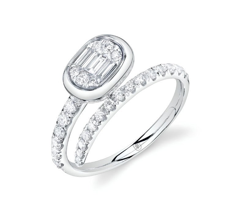 14K White Gold Icon Lumeria Diamond Baguette Bezel Set Fashion Ring