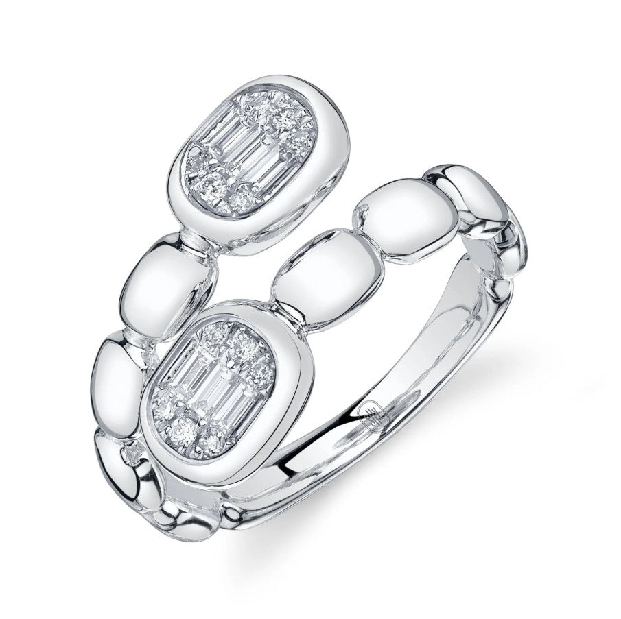 14K White Gold Diamond Bezel Fashion Ring