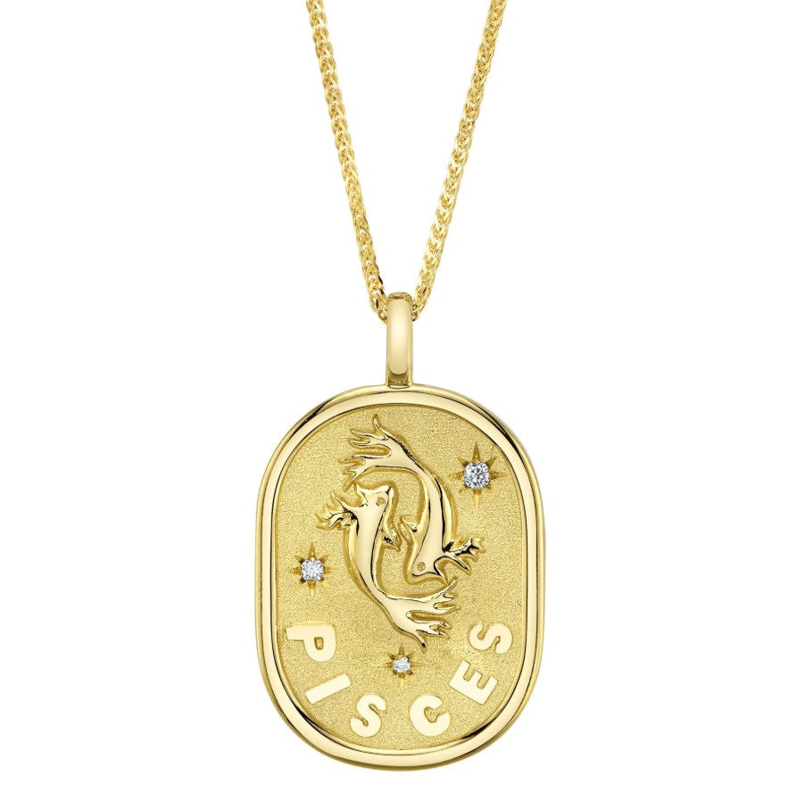 14K Gold Pisces Zodiac Pendant Necklace