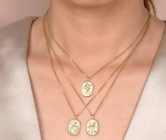 14K Gold Pisces Zodiac Pendant Necklace