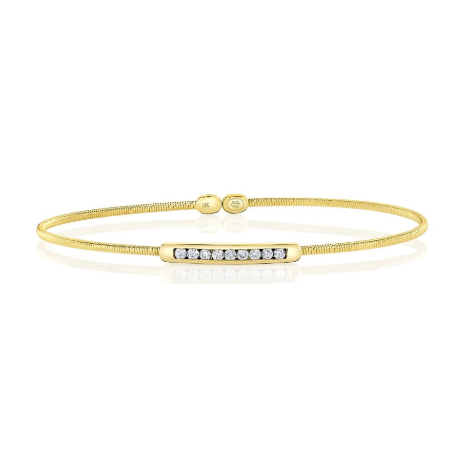 14K Yellow Gold Corelli Diamond Bar Cuff Bracelet