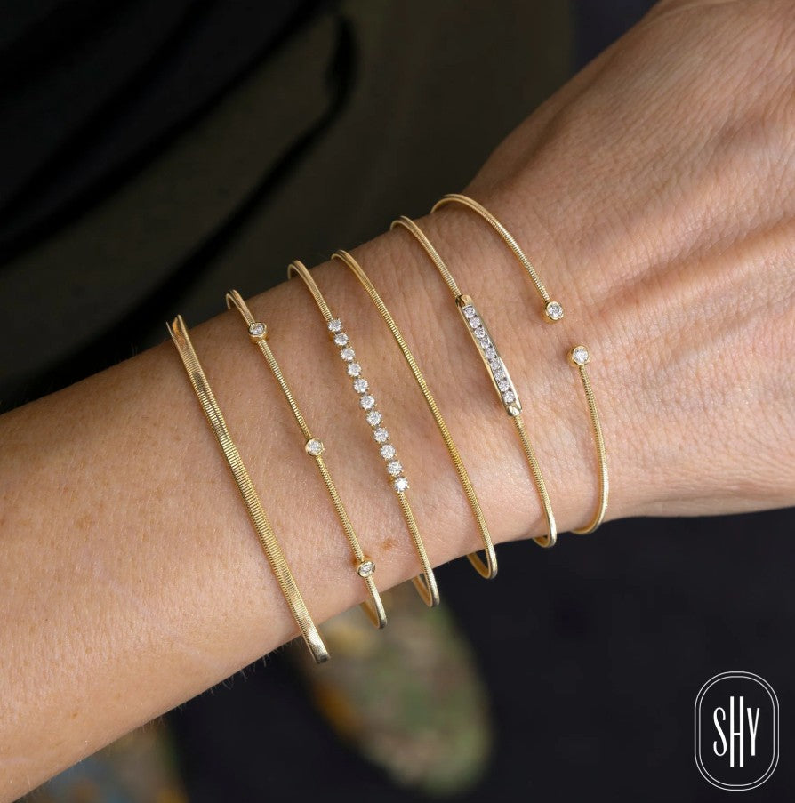 14K Yellow Gold Corelli Diamond Bar Cuff Bracelet