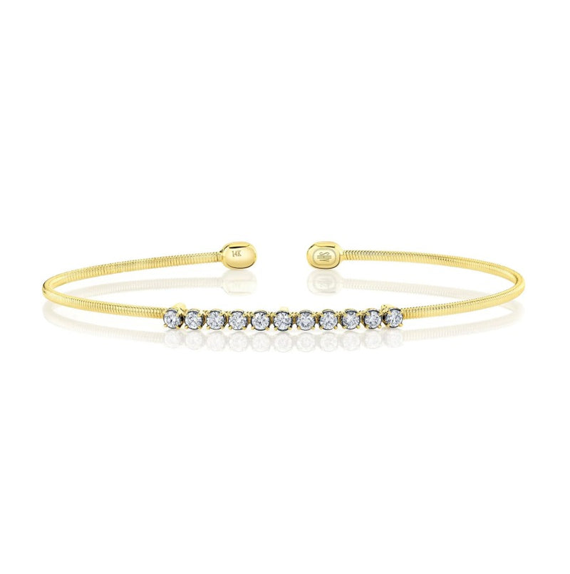 Two Tone 14K Yellow & White Gold Corelli Diamond Bar Cuff Bracelet
