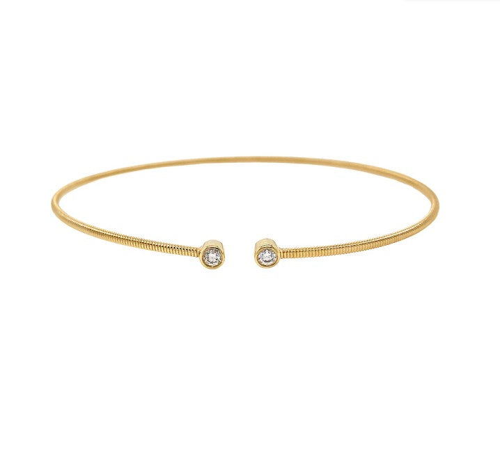 14K Yellow Gold Corelli Diamond Bezel Cuff Bracelet