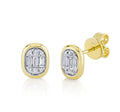 14K Gold Icon Lumeria Round & Baguette Diamond Bezel Set Earrings