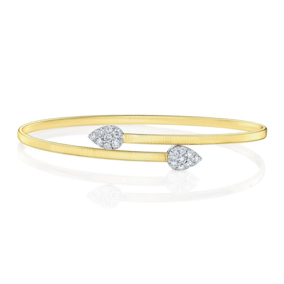 Two Tone 14K Yellow & White Gold Corelli Diamond Bypass Bracelet