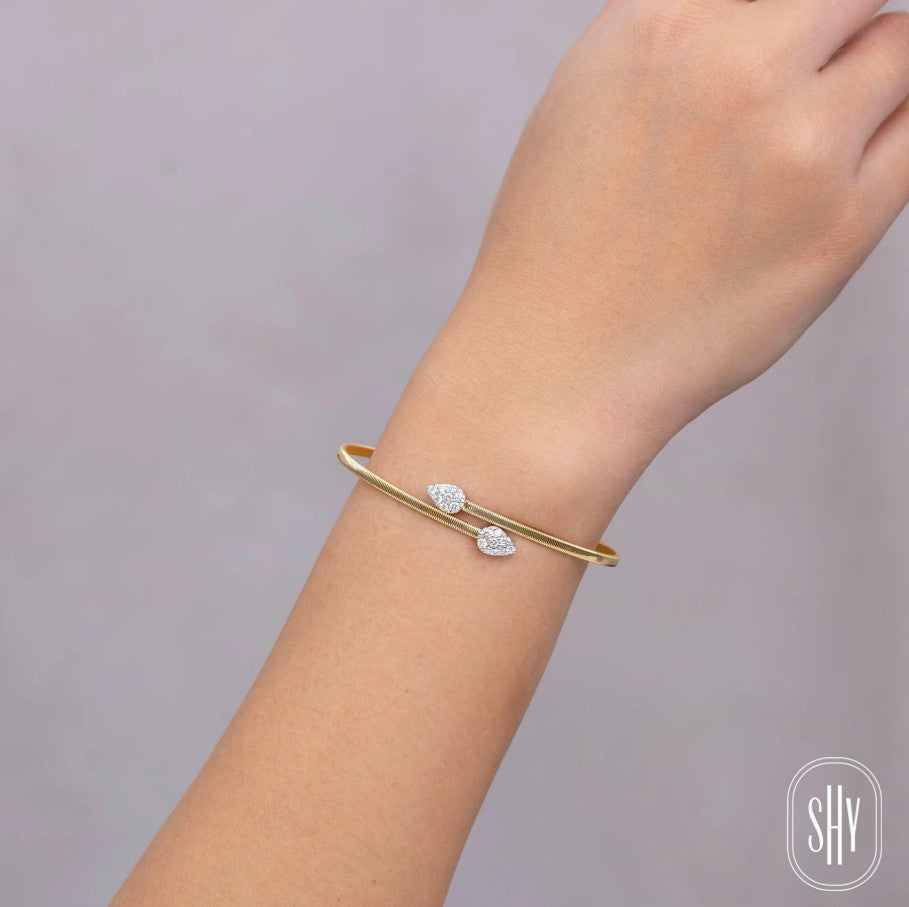 Two Tone 14K Yellow & White Gold Corelli Diamond Bypass Bracelet