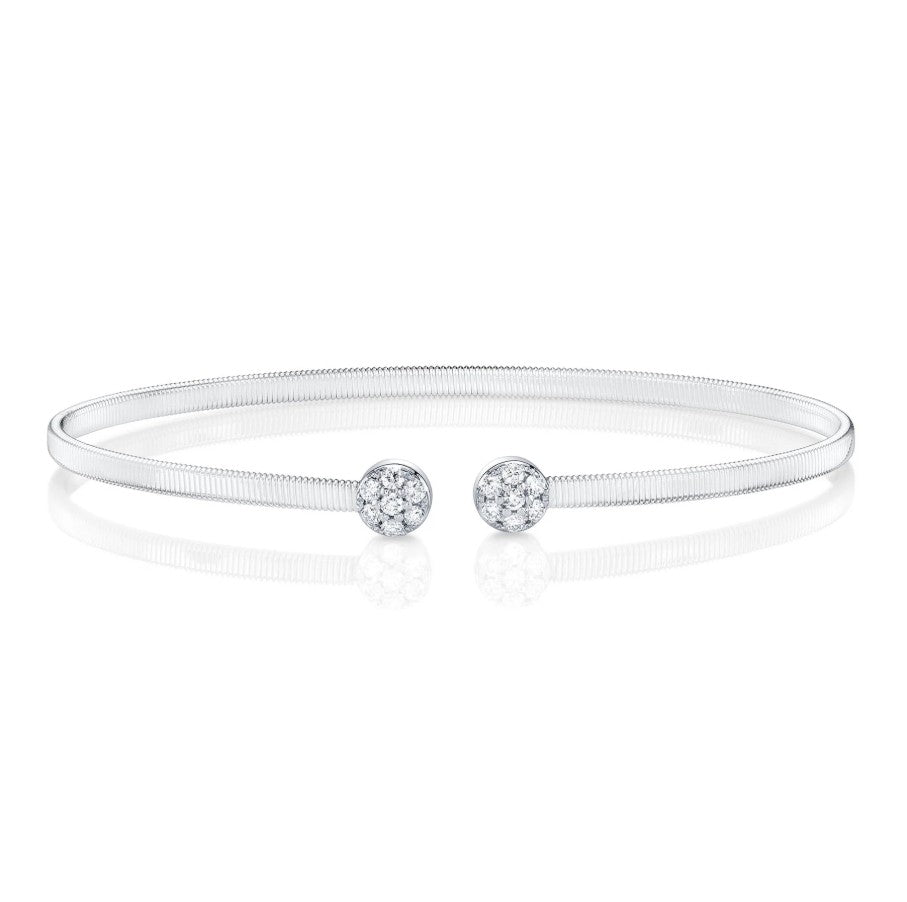 14K White Gold Diamond Pave Cuff Bracelet