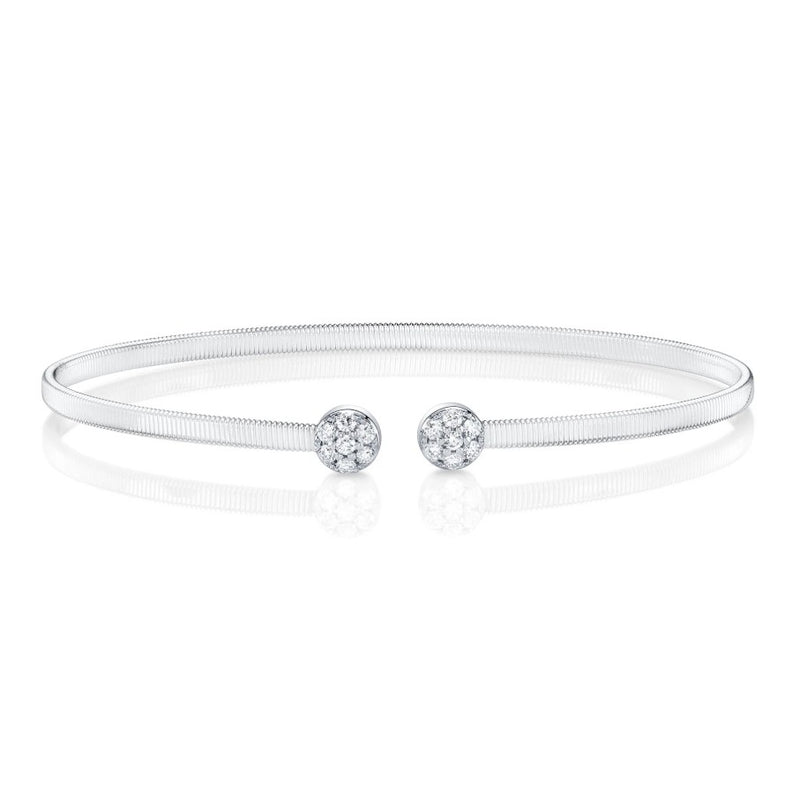 14K White Gold Diamond Pave Cuff Bracelet