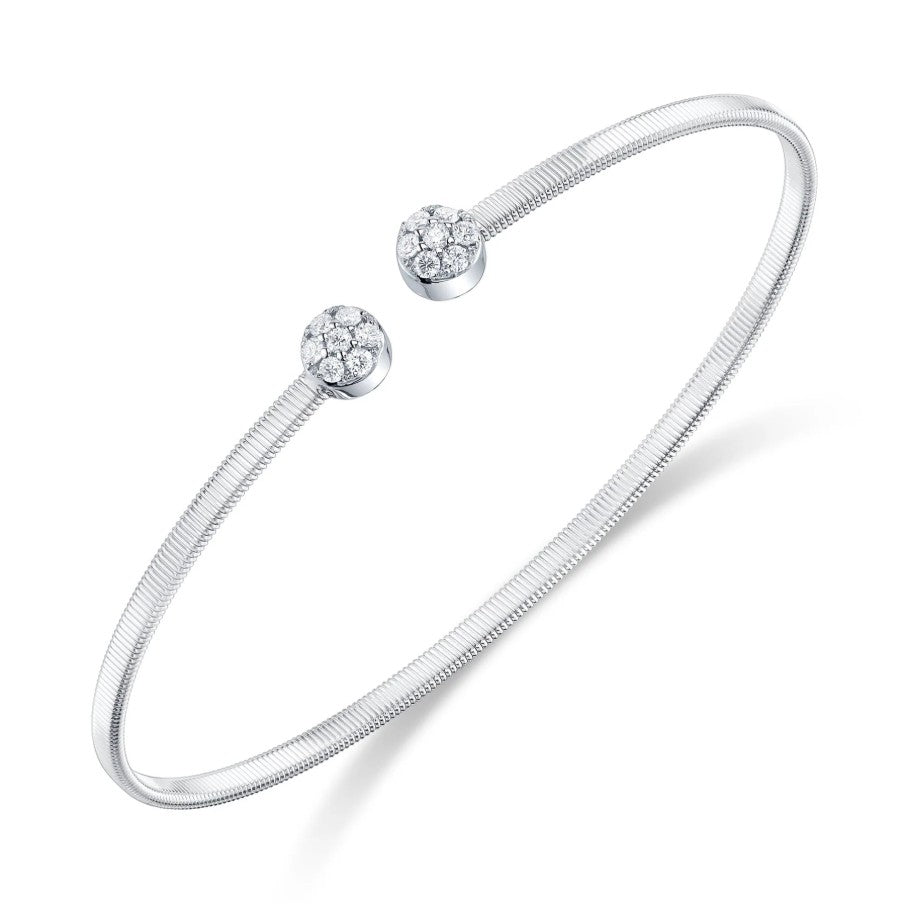 14K White Gold Diamond Pave Cuff Bracelet