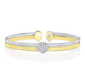 Two Tone 14K Yellow and White Gold Pavé Diamond Cuff Bangle