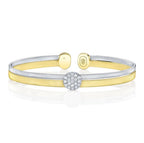 Two Tone 14K Yellow and White Gold Pavé Diamond Cuff Bangle