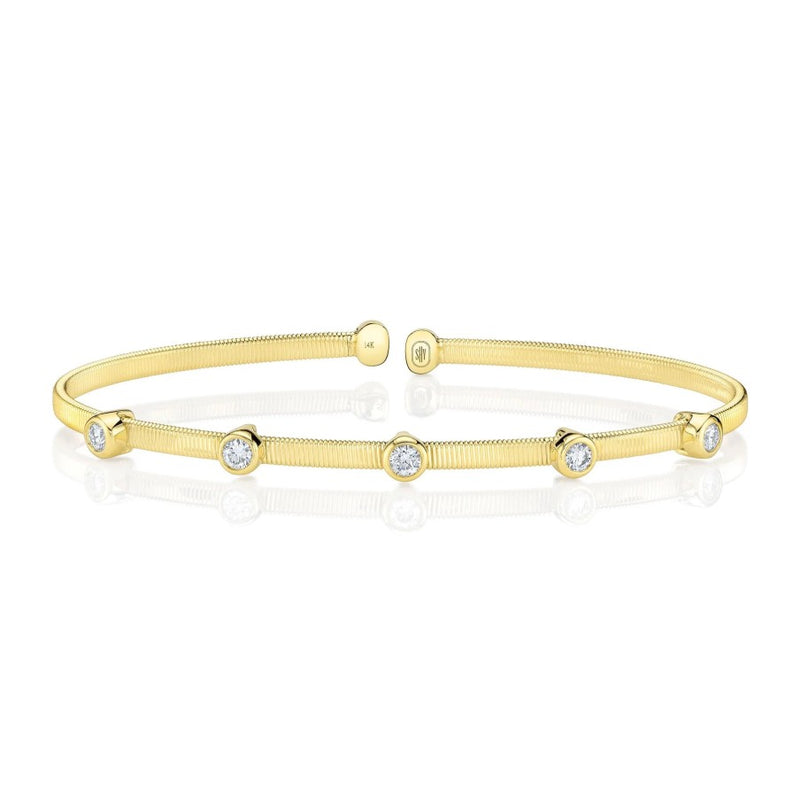 14K Yellow Gold Corelli Bezel-Set Diamond Station Cuff Bracelet