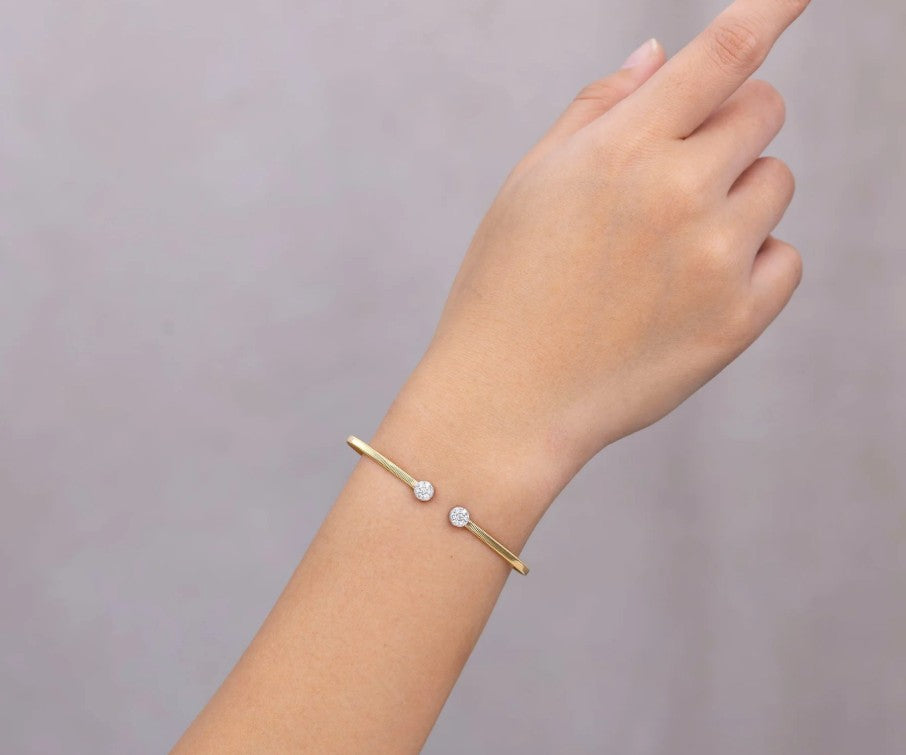 14K Yellow Gold Corelli Bezel-Set Diamond Station Cuff Bracelet