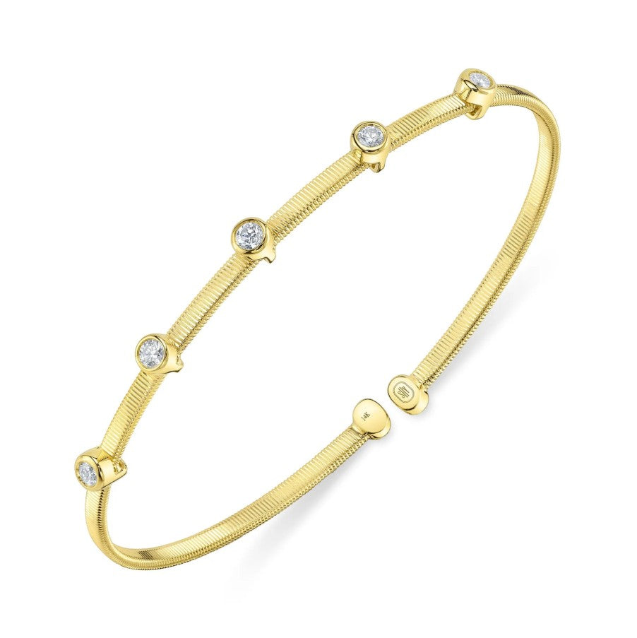 14K Yellow Gold Corelli Bezel-Set Diamond Station Cuff Bracelet