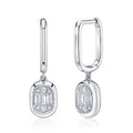 14K White Gold Diamond Baguette Dangle Earrings