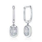 14K White Gold Diamond Baguette Dangle Earrings