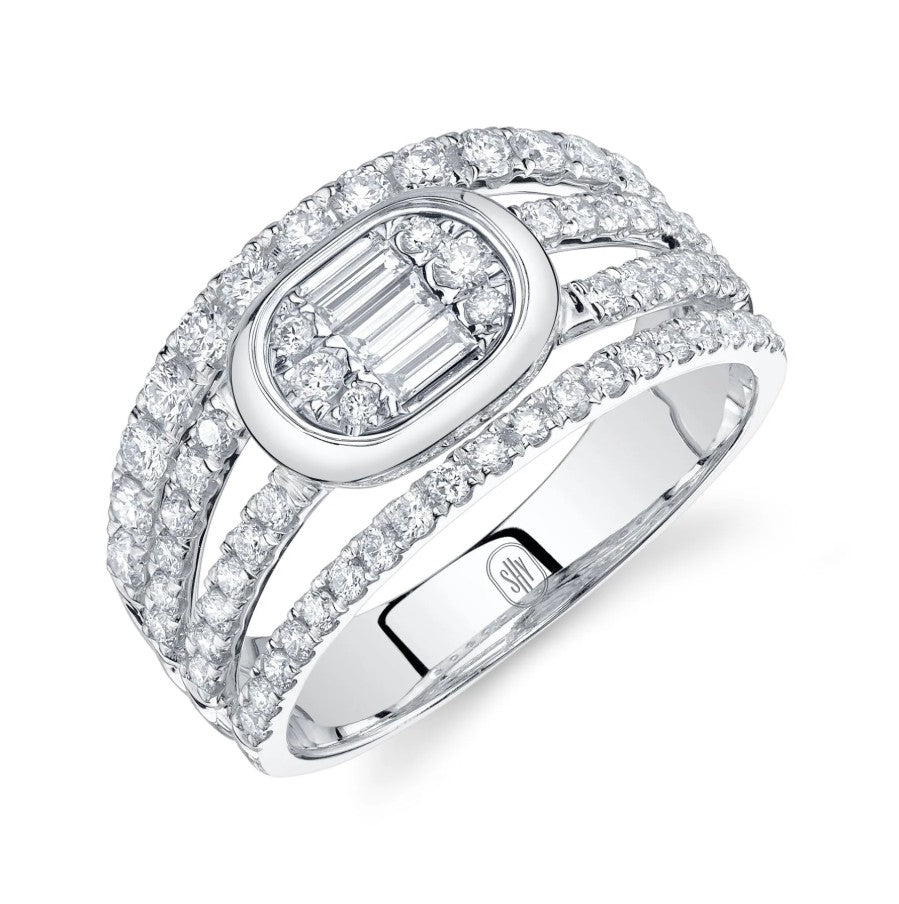 14K White Gold Diamond Bezel Ring