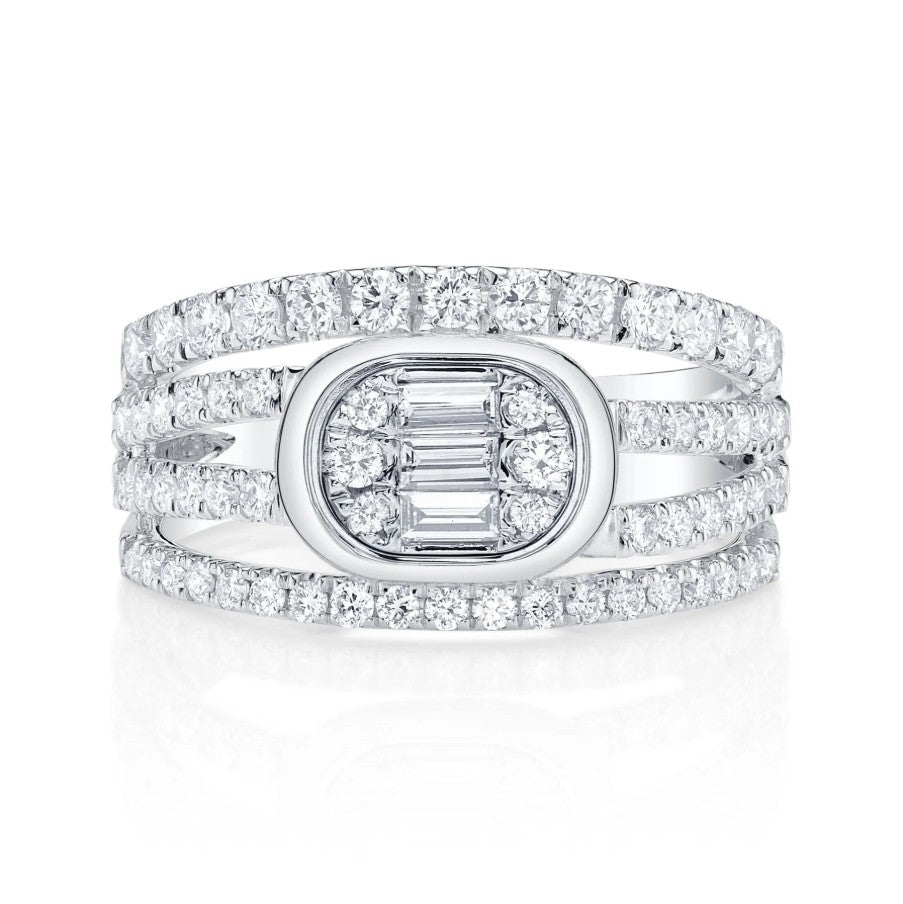 14K White Gold Diamond Bezel Ring