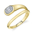 14K Gold Bypass Diamond Baguette Ring