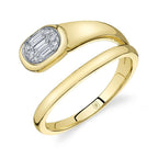 14K Gold Bypass Diamond Baguette Ring