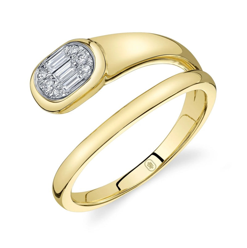 14K Gold Bypass Diamond Baguette Ring