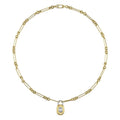 14K Gold Lexington Link Chain with Diamond Baguette Lock Pendant