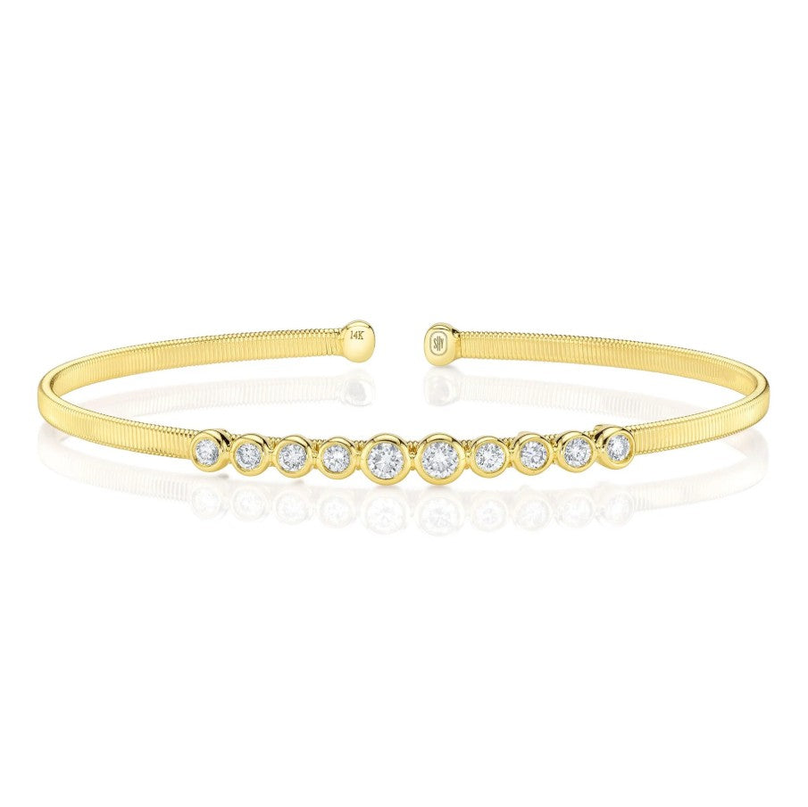 14K Yellow Gold Corelli Diamond Bezel Cuff Bracelet