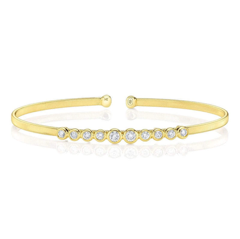 14K Yellow Gold Corelli Diamond Bezel Cuff Bracelet