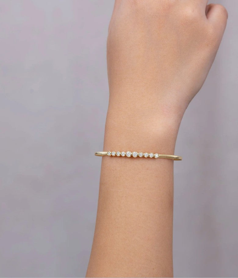 14K Yellow Gold Corelli Diamond Bezel Cuff Bracelet
