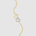 Sterling Silver 14K Gold Plated Lab-Created Diamond Heart Bolo Bracelet