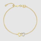 Sterling Silver 14K Gold Plated Lab-Created Diamond Heart Bolo Bracelet