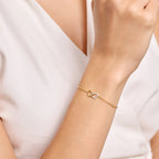 Sterling Silver 14K Gold Plated Lab-Created Diamond Heart Bolo Bracelet