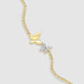 Sterling Silver 14K Gold Plated Butterfly Lab-Created Diamond Bolo Bracelet