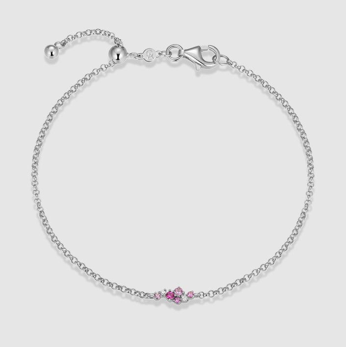 Silver Ombre Lab-Created Ruby & Diamond Bolo Bracelet