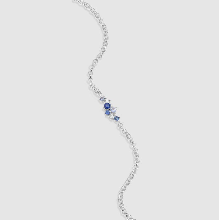 Sterling Silver Lab-Created Sapphire & Diamond Bolo Bracelet