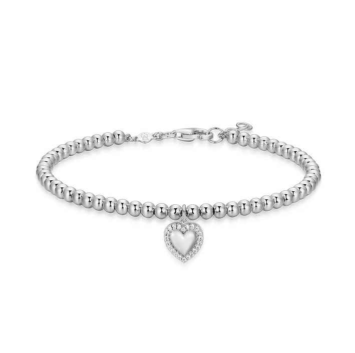 Sterling Silver Beaded Heart Bracelet