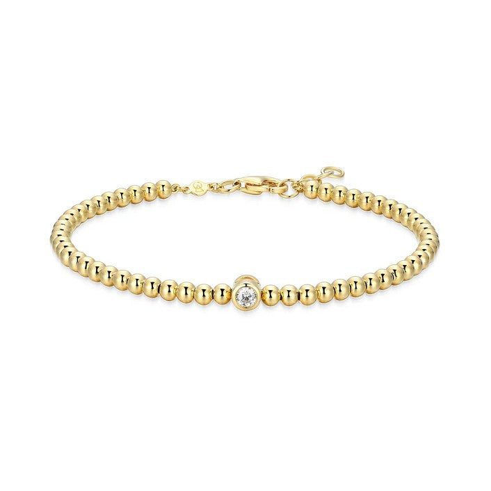 Sterling Silver Lab Created Diamond Beaded Bracelet