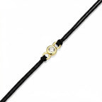 14K Gold Plated Black Double Silk Bracelet With One Round Lab Grown Diamond