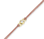 14K Gold Plated Pink Silk Cord Bracelet with One Round Lab Grown Diamond