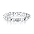 Sterling Silver Beaded Diamond Bracelet