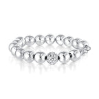 Sterling Silver Beaded Diamond Bracelet