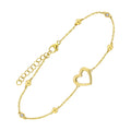 14K Yellow Gold Diamond Station Heart Bracelet