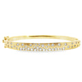 14K Yellow Gold Satin Diamond Bangle Bracelet