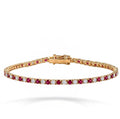 14K Rose Gold Tennis Bracelet With Alternating Rubies and Diamonds
