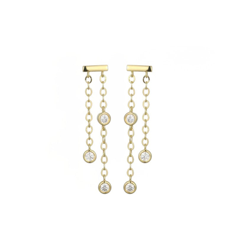 14K Gold Plated Lab Created Diamond Dangle Earrings