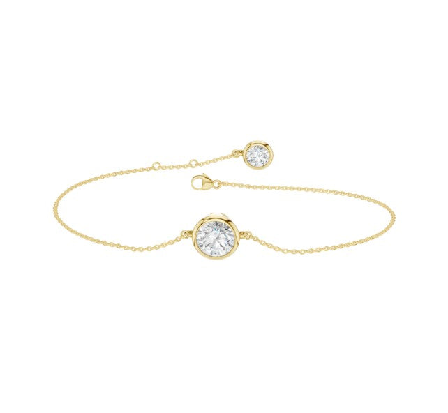 14K Yellow Gold Lab Grown Bezel Bracelet