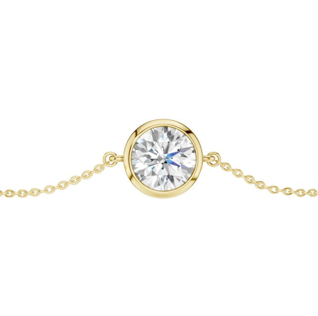 14K Yellow Gold Lab Grown Bezel Bracelet