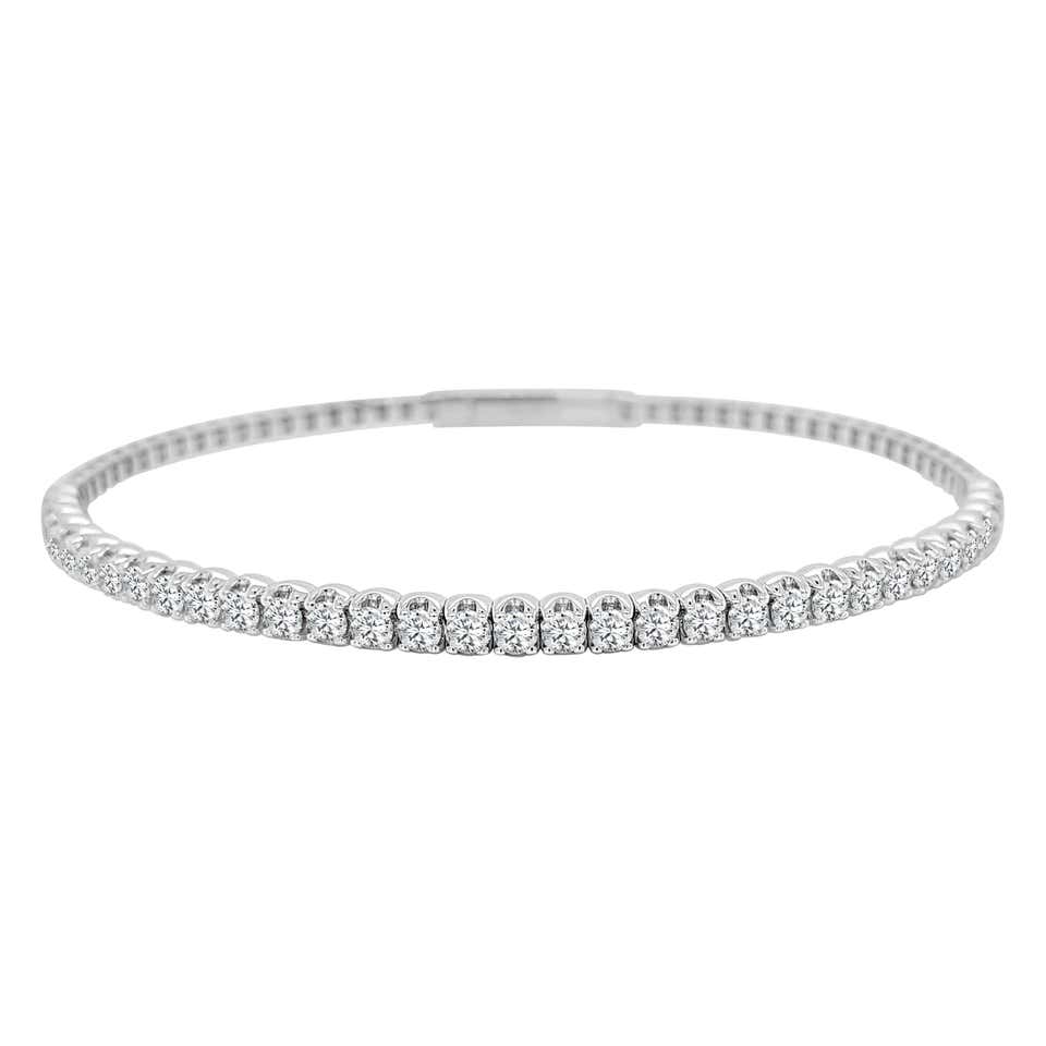 14K White Gold Diamond Flex Bangle Bracelet