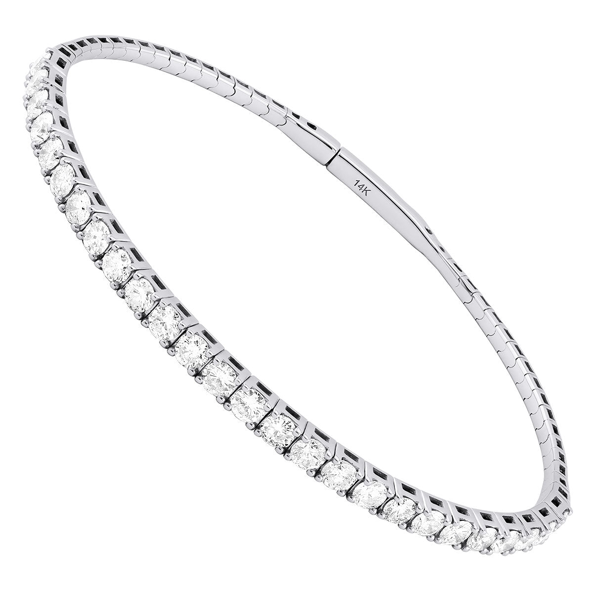 14K White Gold Flex Diamond Bangle Bracelet